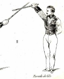 Canne de Leboucher : la parade niveau tête avec retrait de la jambe avant ramenée le long de la jambe arrière, un principe fondamental chez Leboucher